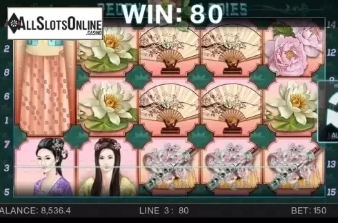 Win Screen. Peony Ladies from Spinomenal
