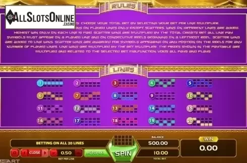 Paytable 3. Phoenix Princess from GameArt