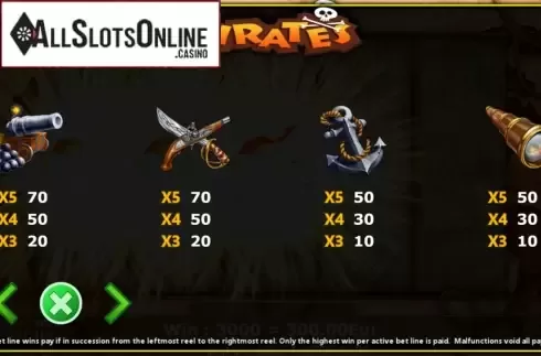 Paytable 2. Pirates (Fils Game) from Fils Game