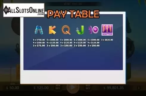 Paytable screen 2