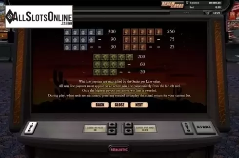 Paytable 2. Randall's Riches from Realistic