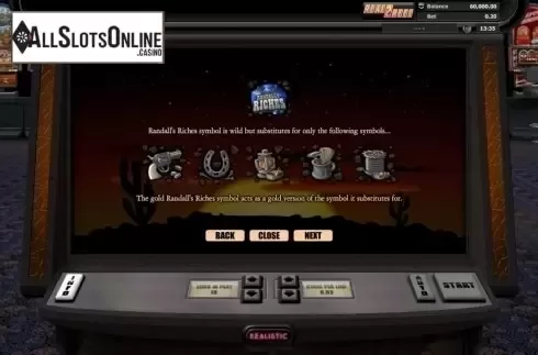 Paytable 3. Randall's Riches from Realistic