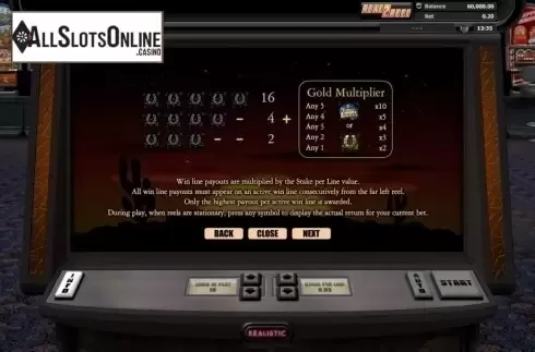 Paytable 5. Randall's Riches from Realistic