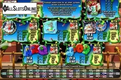 Paytable. Rudolphs Revenge from RTG