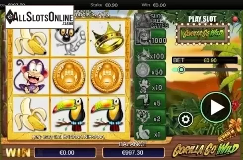 Reel screen. Scratch Gorilla Go Wild from NextGen