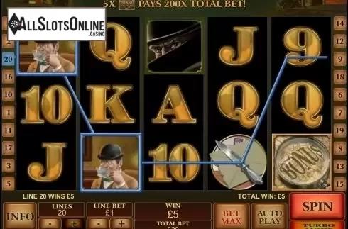 Win screen. Sherlock Mystery from Playtech