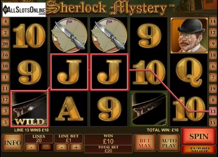 Wild Win screen. Sherlock Mystery from Playtech