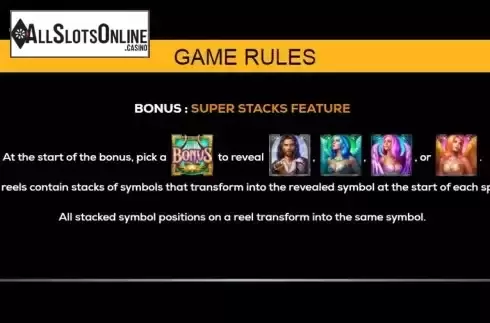 Stack feature screen