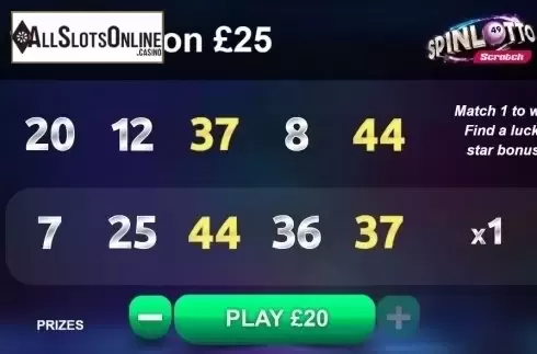 Win Screen. Spinlotto Scratch from gamevy