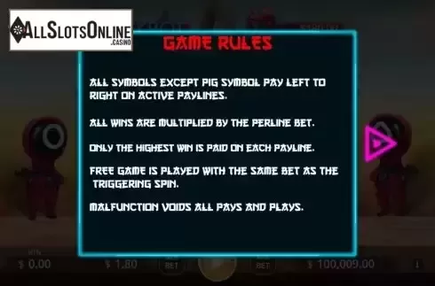 Game Rules screen