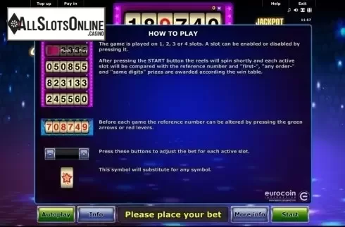 Paytable 1. Star Lotto from Greentube