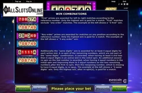 Paytable 2. Star Lotto from Greentube