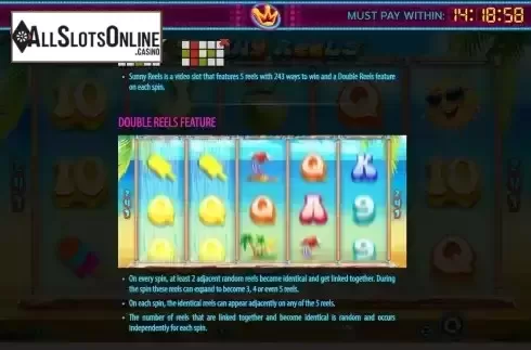 Double reels feature screen