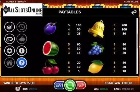 Paytable screen 2