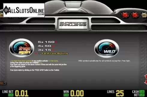 Paytable 2. Supercars Challenge HD from World Match