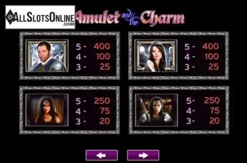Paytable 5. The Amulet and the Charm from High 5 Games