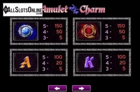 Paytable 6. The Amulet and the Charm from High 5 Games