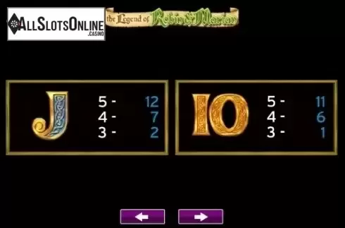 Paytable 3. The Legend Of Robin And Marian from High 5 Games