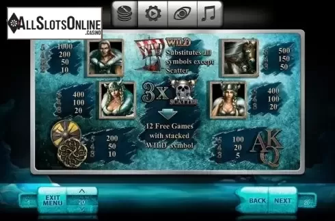 paytable. The Vikings (Endorphina) from Endorphina
