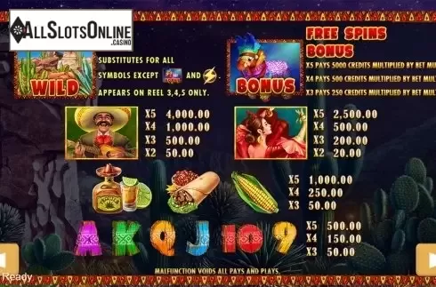 Paytable . VIVA MEXICO from PlayStar