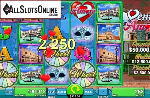 Win Screen. Venice Amore from Spin Games