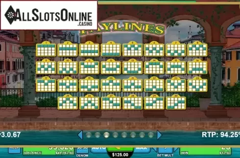 Paytable. Venice Amore from Spin Games