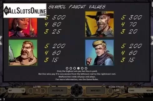Paytable 4. Wild Wild West from NetEnt