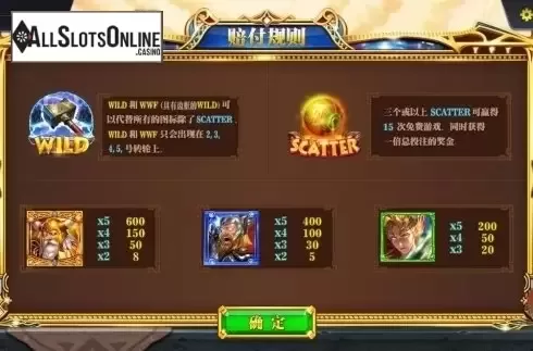 Paytable 1. Wrath of Thor from Dream Tech