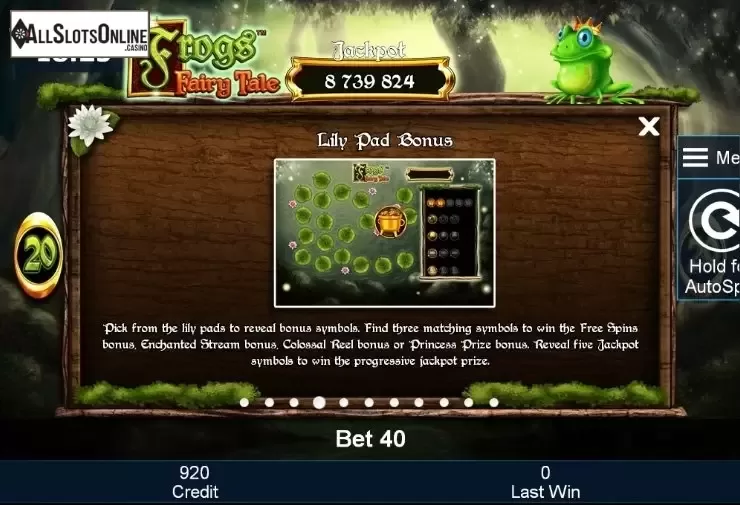 Paytable 4. Frogs Fairy Tale from Greentube